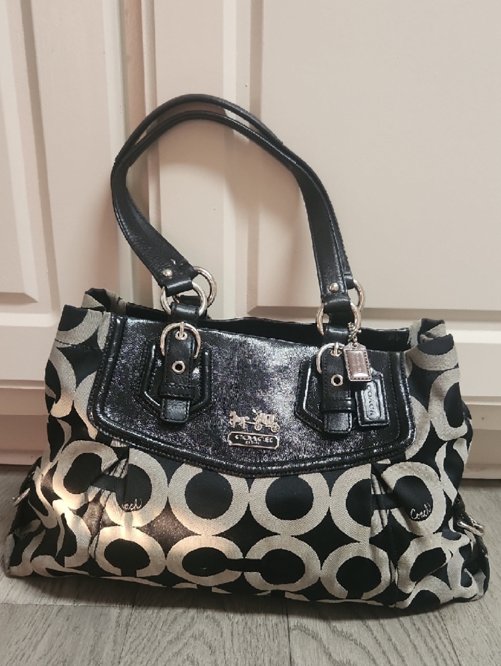 Coach Black & Gray Signature Tote Shoulder Bag - Picture 15 of 15
